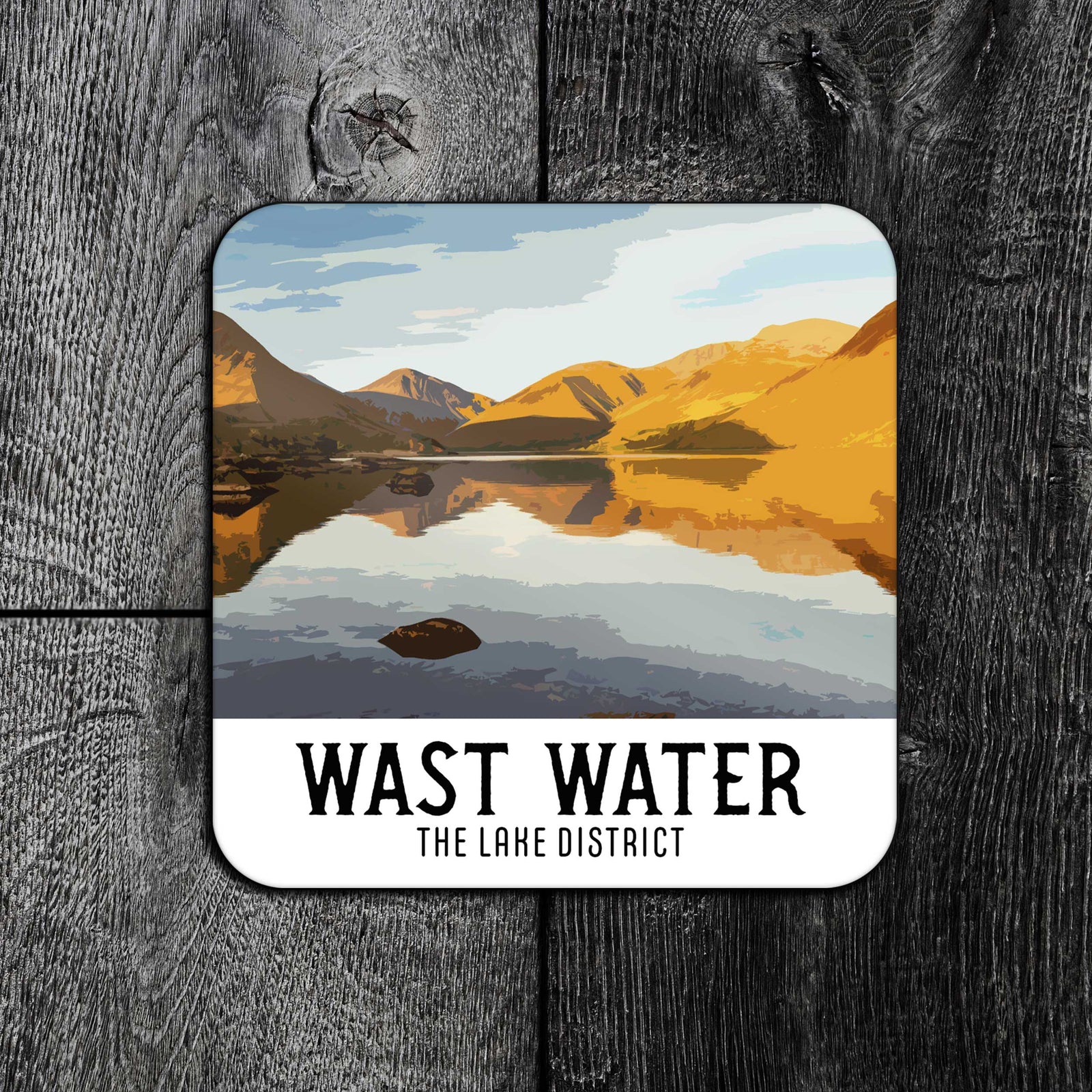 Lake District's Wast Water View: Premium Travel Poster Style Coaster