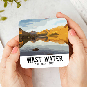 Lake District's Wast Water View: Premium Travel Poster Style Coaster