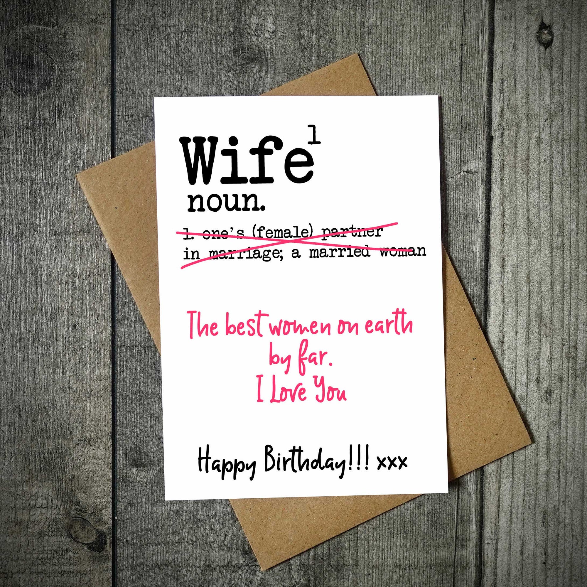 Wife Dictionary Definition Birthday Card