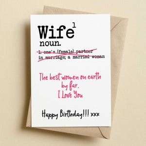 Wife Dictionary Definition Birthday Card