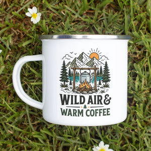 Wild Air And Warm Coffee Enamel Camping Mug