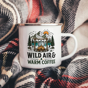 Wild Air And Warm Coffee Enamel Camping Mug
