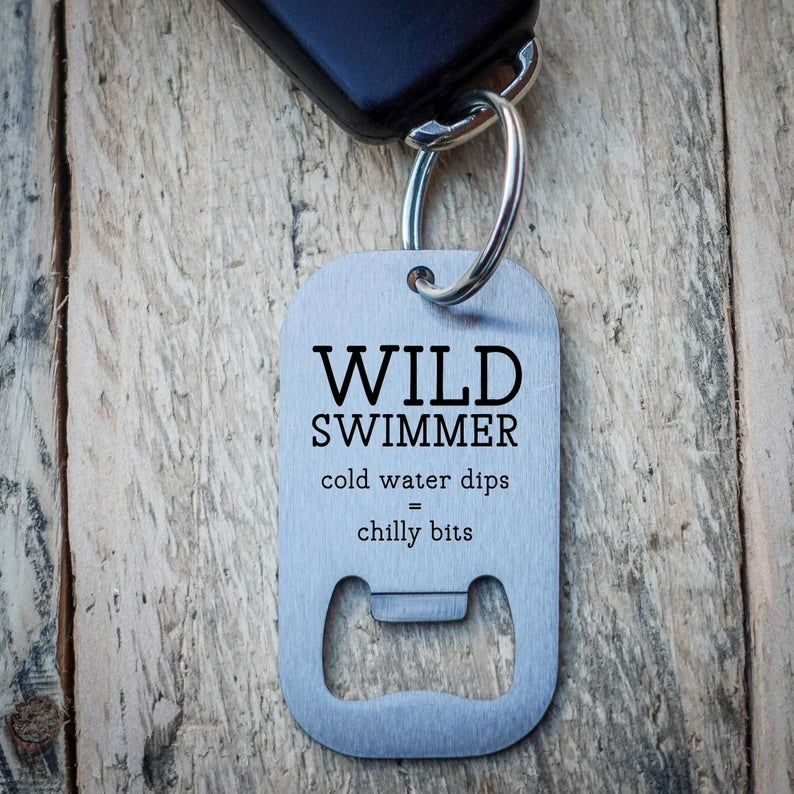 Wild Swimmer Stainless Steel Bottle Opener Keyring