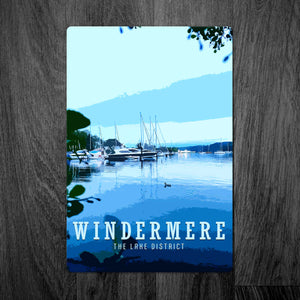 Personalised Lake Windermere Vintage-Style Travel Sign: Boats & Serene Waters