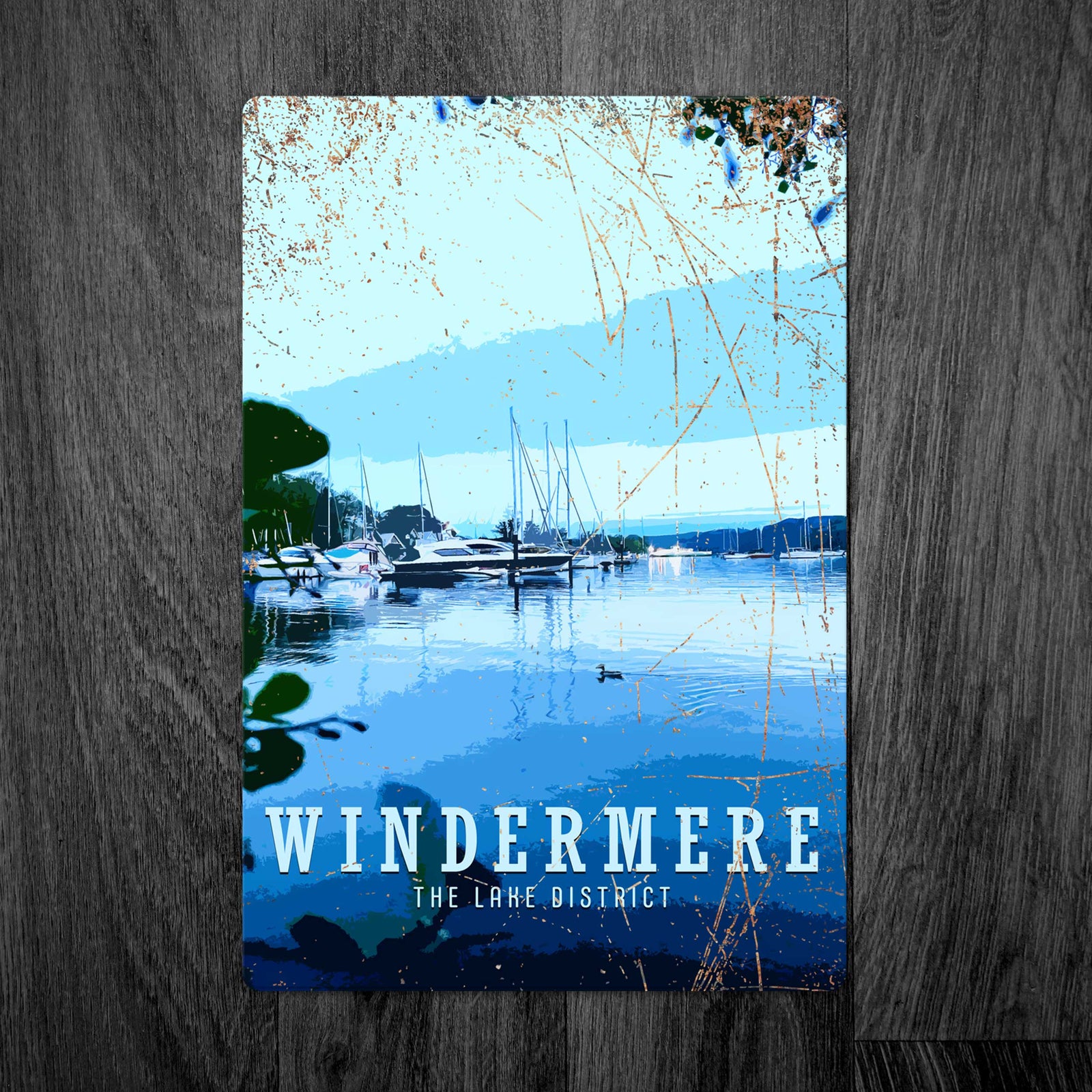 Personalised Lake Windermere Vintage-Style Travel Sign: Boats & Serene Waters