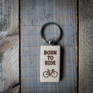 Born To Ride Wooden Cycling Keyring