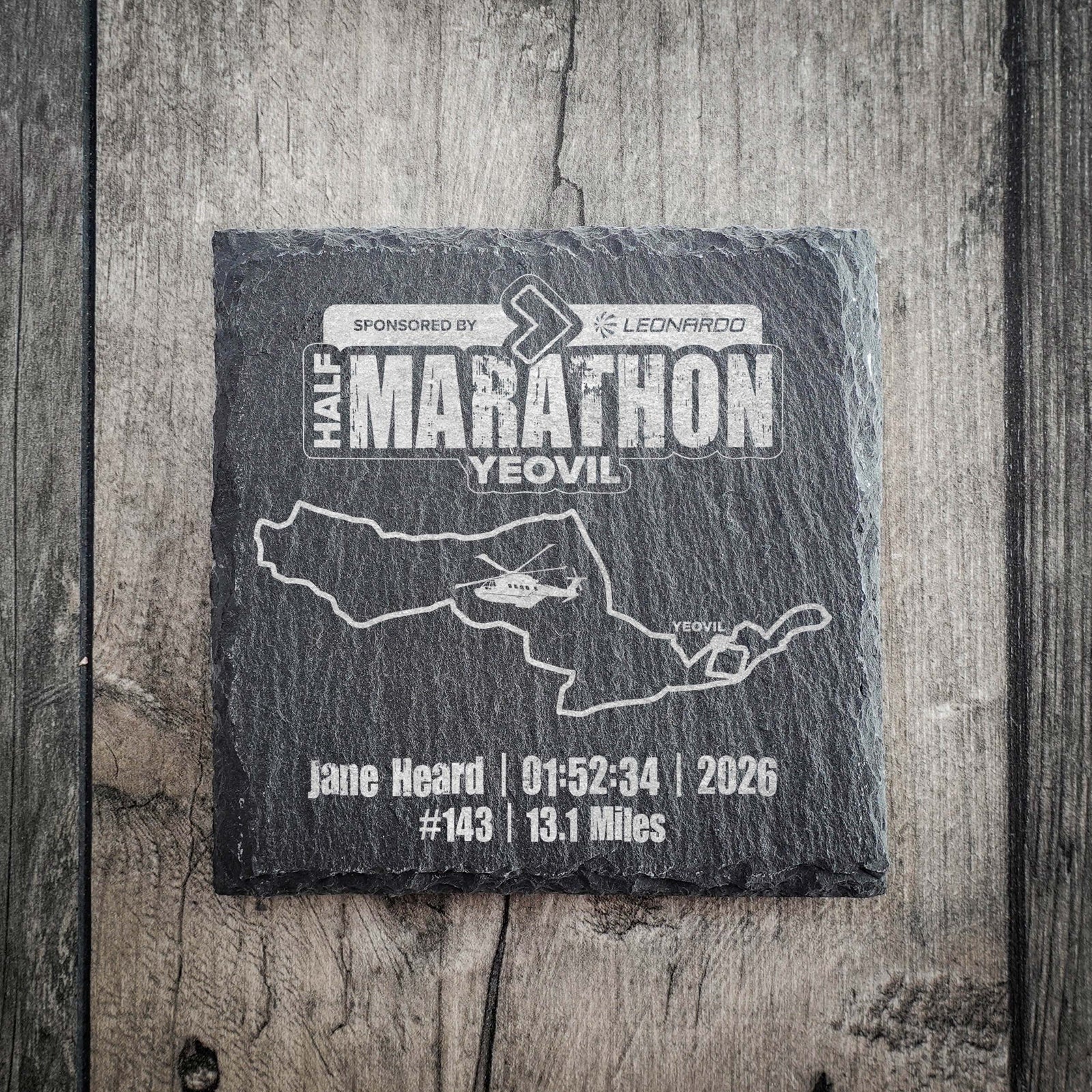 Official Yeovil Half Marathon Personalised Slate Coaster