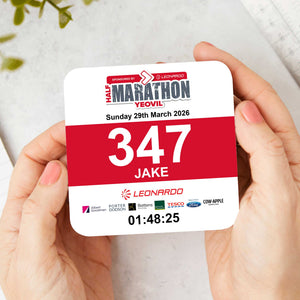 Official Yeovil Half Marathon Personalised Race Bib Coaster
