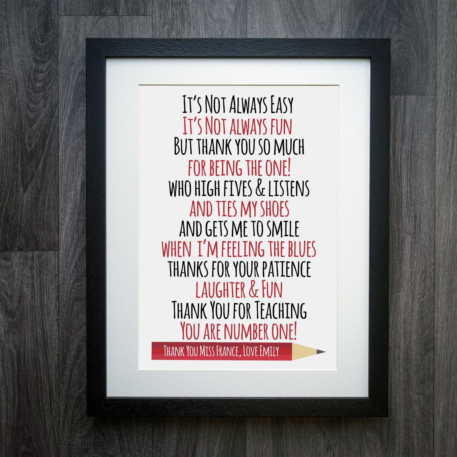 You Are Number 1 Teacher Personalised Print