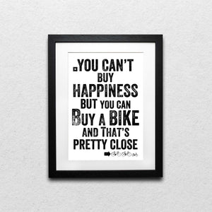 "You Can't Buy Happiness" Cycling Print - Discover Happiness on Two Wheels!