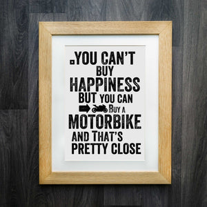 You Can't Buy Happiness Motorbike Print: The Ultimate Wall Art for Motorcycle Enthusiasts