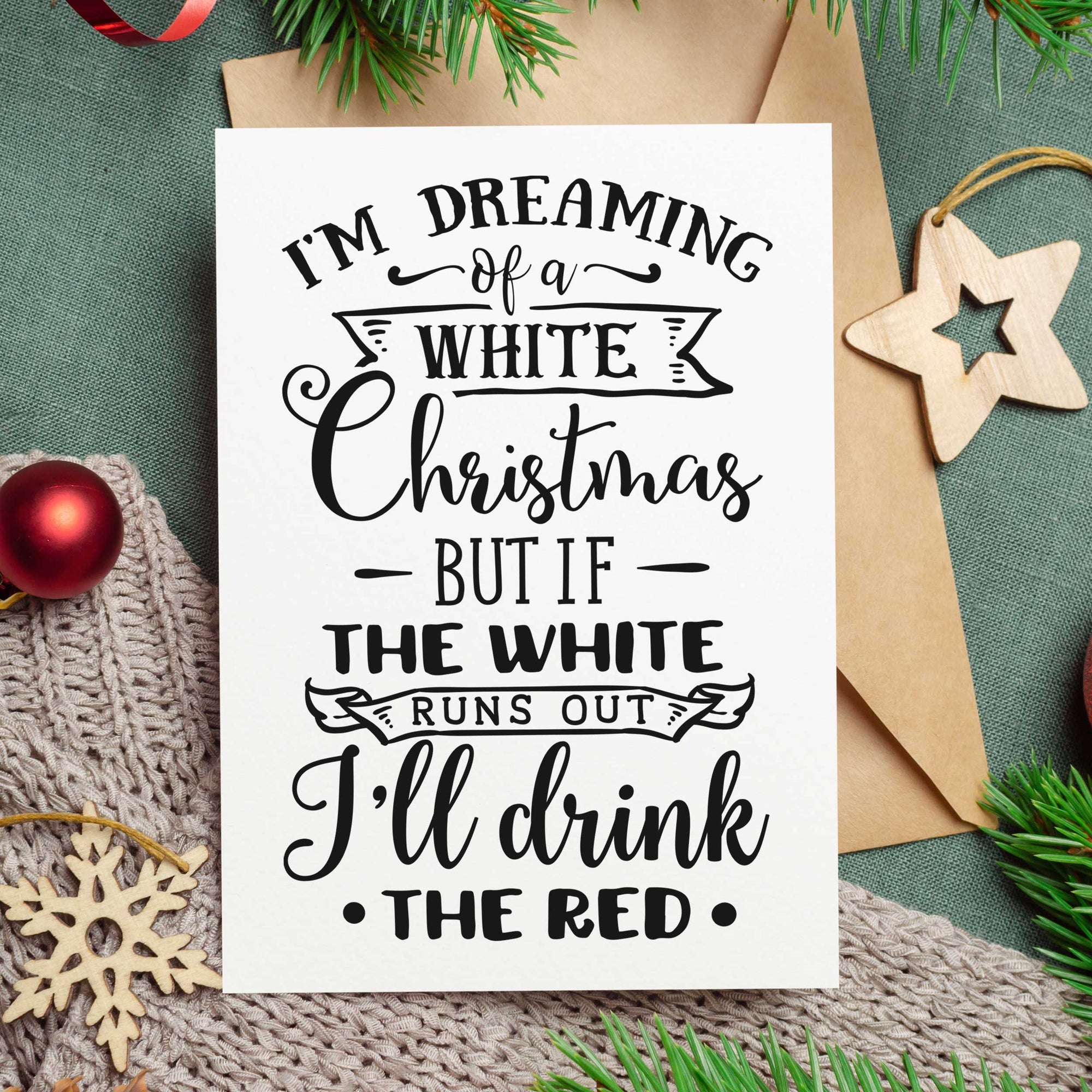 I'm Dreaming Of A White Christmas Scroll Christmas Card