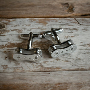 Chain Link Cycling Silver Plated Cufflinks