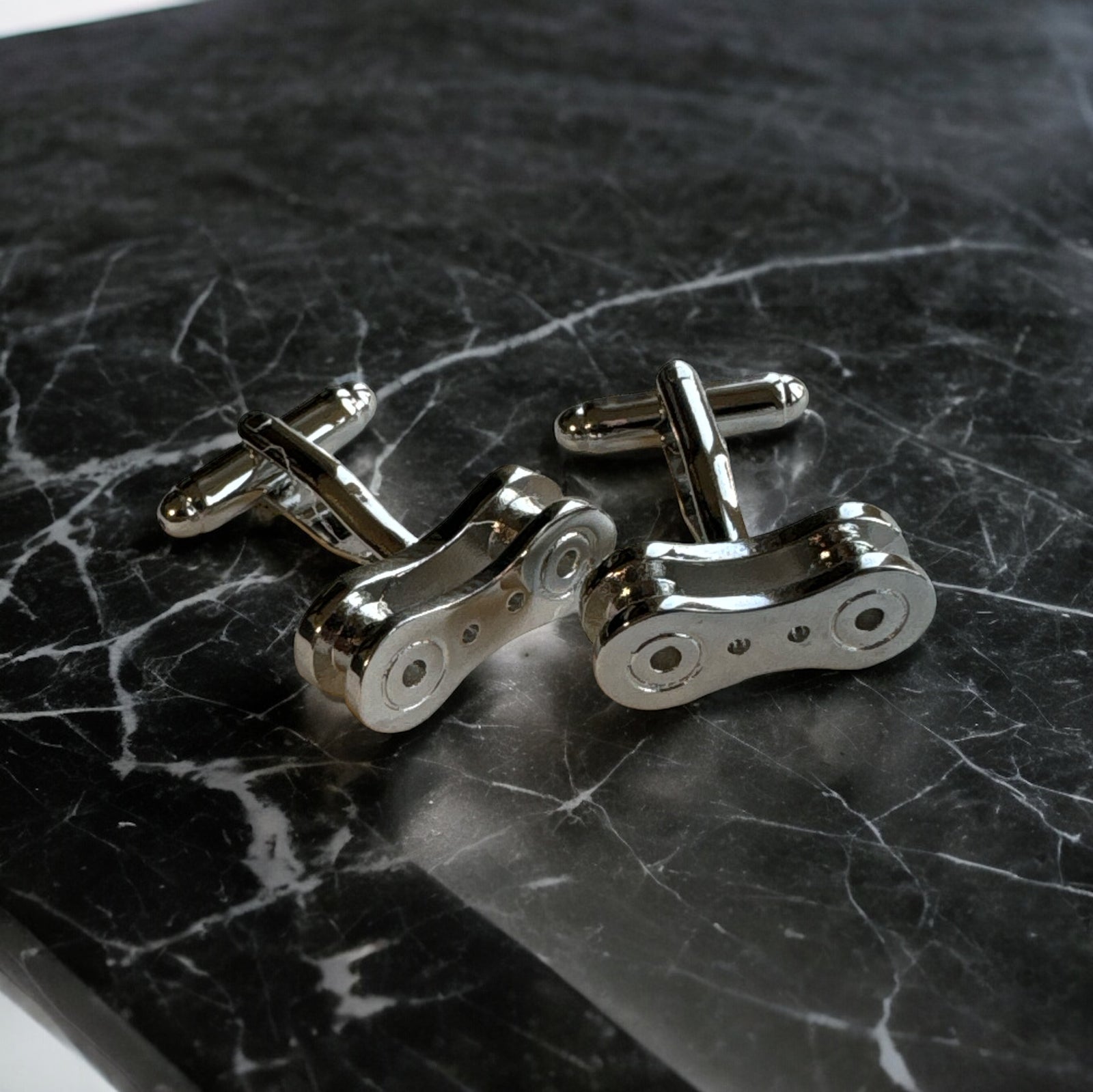 Chain Link Cycling Silver Plated Cufflinks