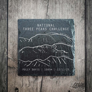 National Three Peaks Challenge Personalised Slate Coaster