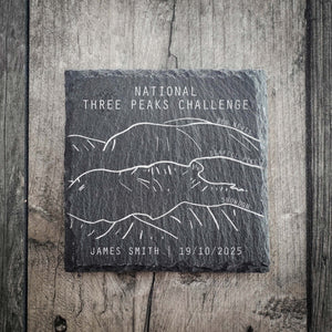 National Three Peaks Challenge Personalised Slate Coaster