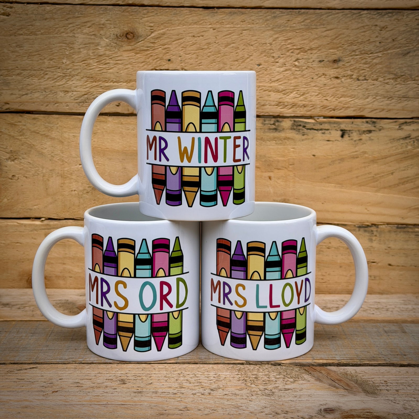 Personalised Crayons Teacher Ceramic Mug