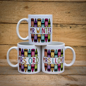 Personalised Crayons Teacher Ceramic Mug