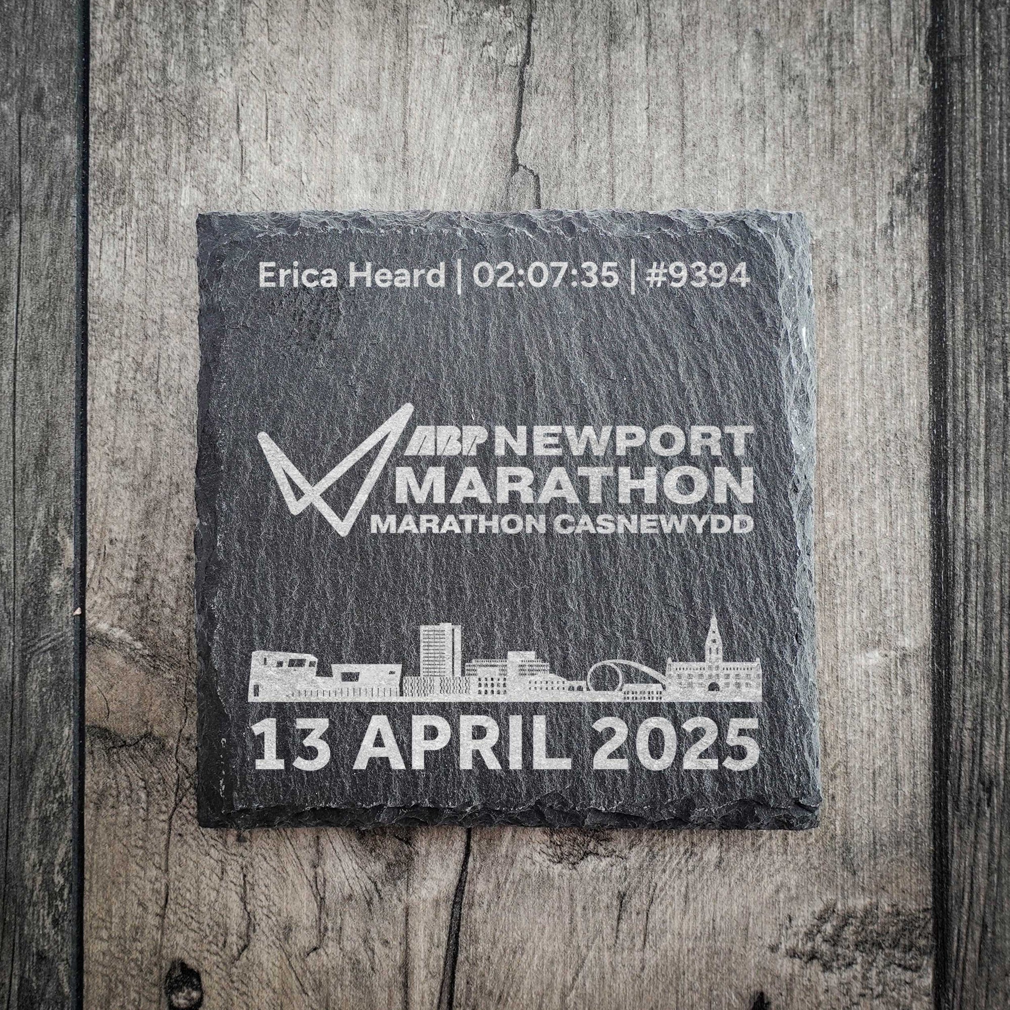 Official Newport Marathon Festival Personalised Slate Coaster (Any Year)