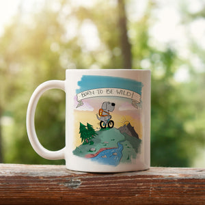 Funny Cycling Dog Mug | Born To Be Wild by Richard Scribbles | Summit Sunrise