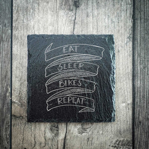 Eat Sleep Bikes Repeat Slate Coaster | Cycling Coaster by Richard Scribbles