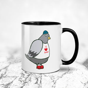 I Love Toast Pigeon Mug | Funny Bird Mug by Richard Scribbles
