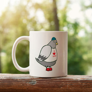 I Love Toast Pigeon Mug | Funny Bird Mug by Richard Scribbles