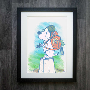 Trig Point Doggo Adventure Print by Richard Scribbles | Wall Art