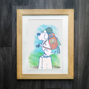 Trig Point Doggo Adventure Print by Richard Scribbles | Wall Art