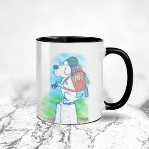 Funny Hiking Dog Mug | Trig Point Explorer by Richard Scribbles | Gift for Walkers & Dog Lovers
