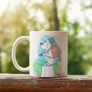 Funny Hiking Dog Mug | Trig Point Explorer by Richard Scribbles | Gift for Walkers & Dog Lovers
