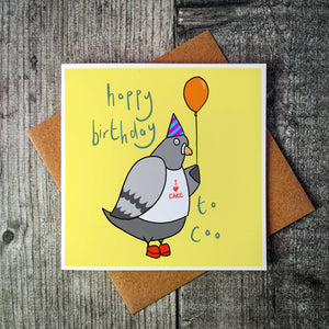 Happy Birthday To Coo Pigeon Birthday Card – Richard Scribbles
