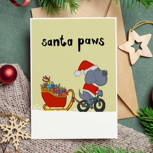 Santa Paws Bike Christmas Card by Richard Scribbles