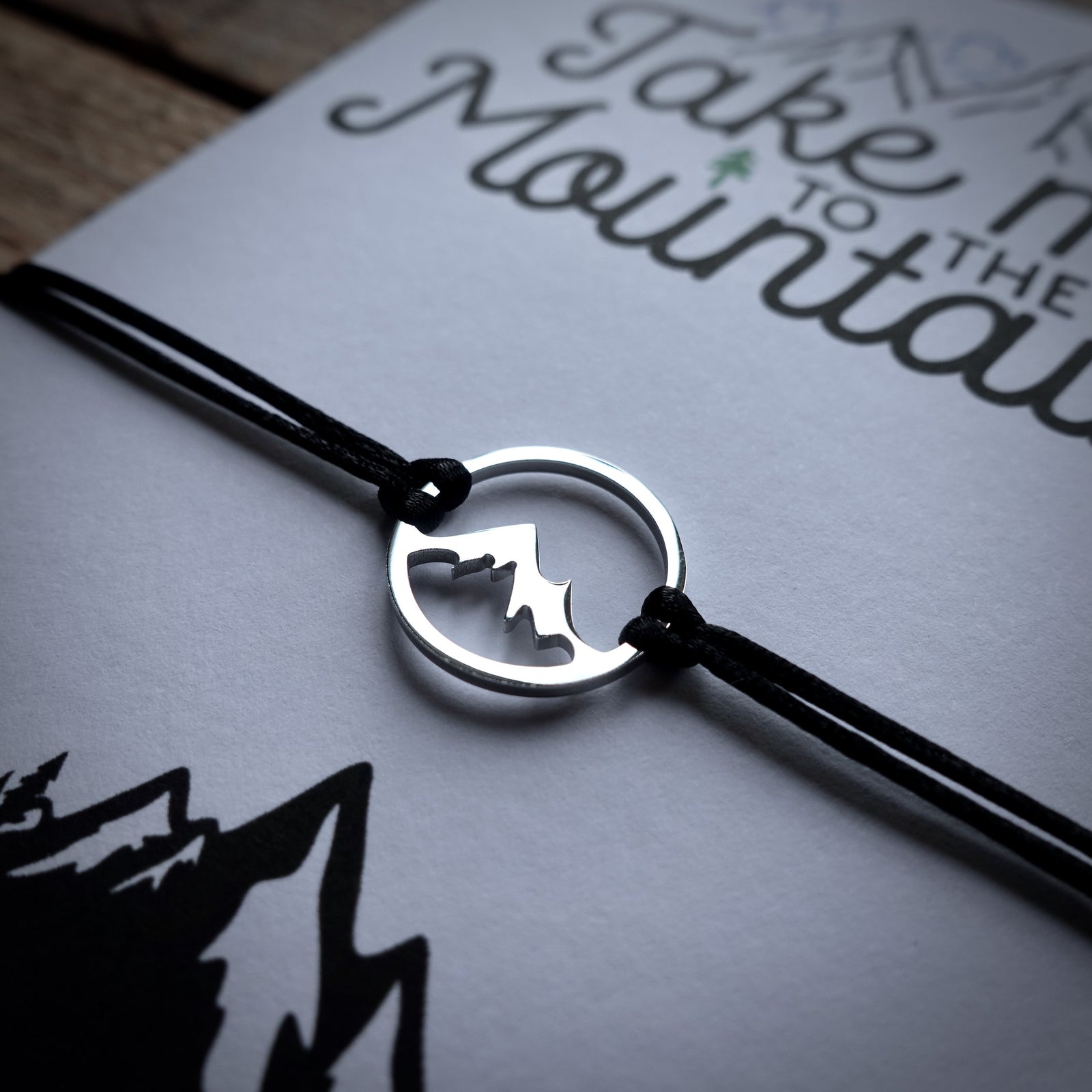 Premium Wax Cord Wrap Bracelet with 14mm Mountain Charm