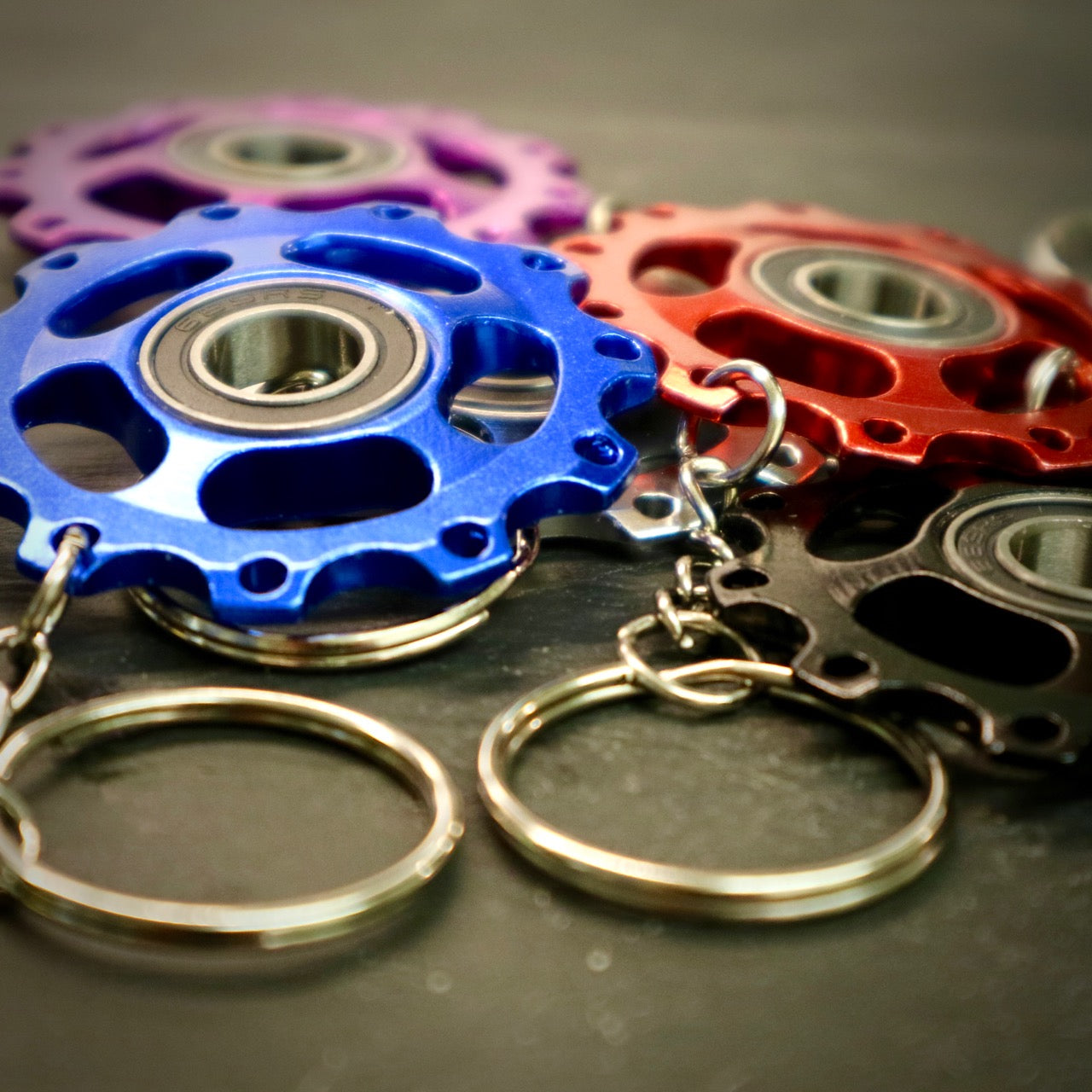 Alloy Anodised Jockey Wheel Bike Keyring