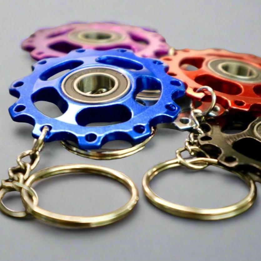 Alloy Anodised Jockey Wheel Bike Keyring – Colourful CNC Aluminium Keyring