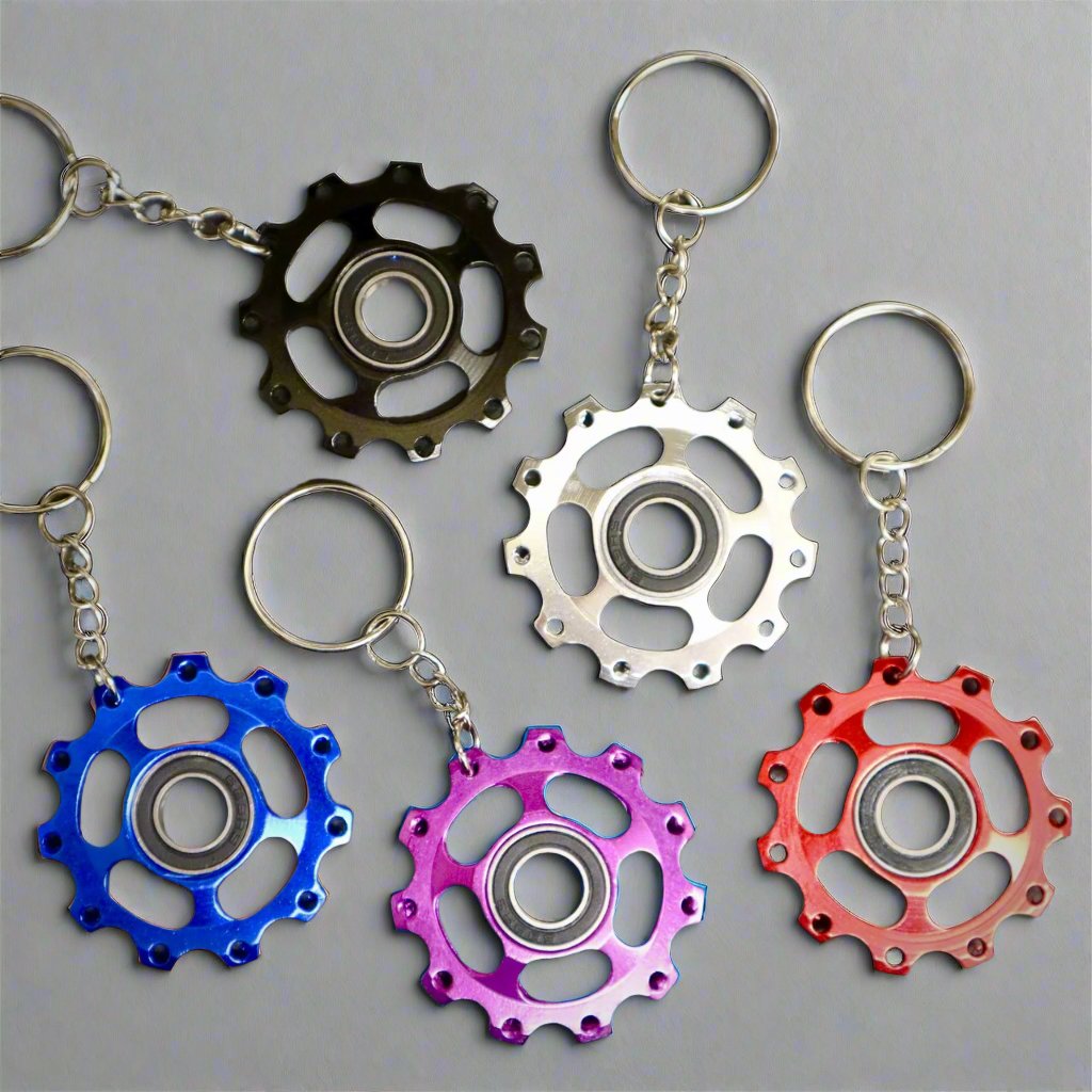 Alloy Anodised Jockey Wheel Bike Keyring – Colourful CNC Aluminium Keyring