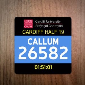 Personalised Cardiff Half Marathon Bib Coaster: Commemorate Your Race
