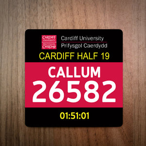 Personalised Cardiff Half Marathon Bib Coaster: Commemorate Your Race