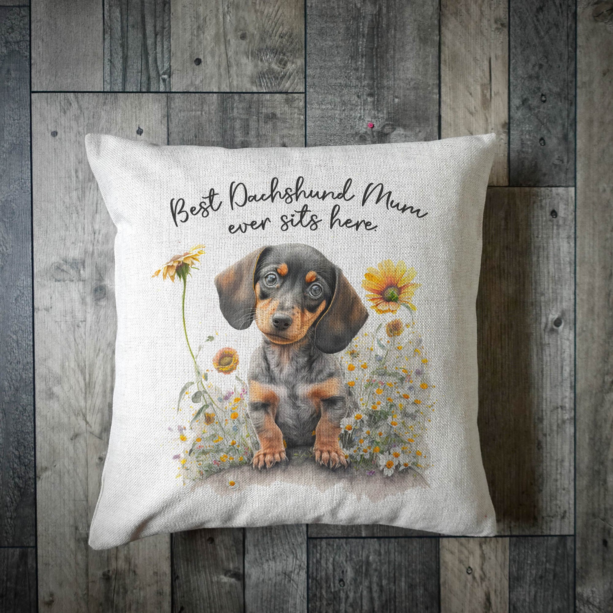 Personalised Dachshund Mum Sits Here Cushion Cover