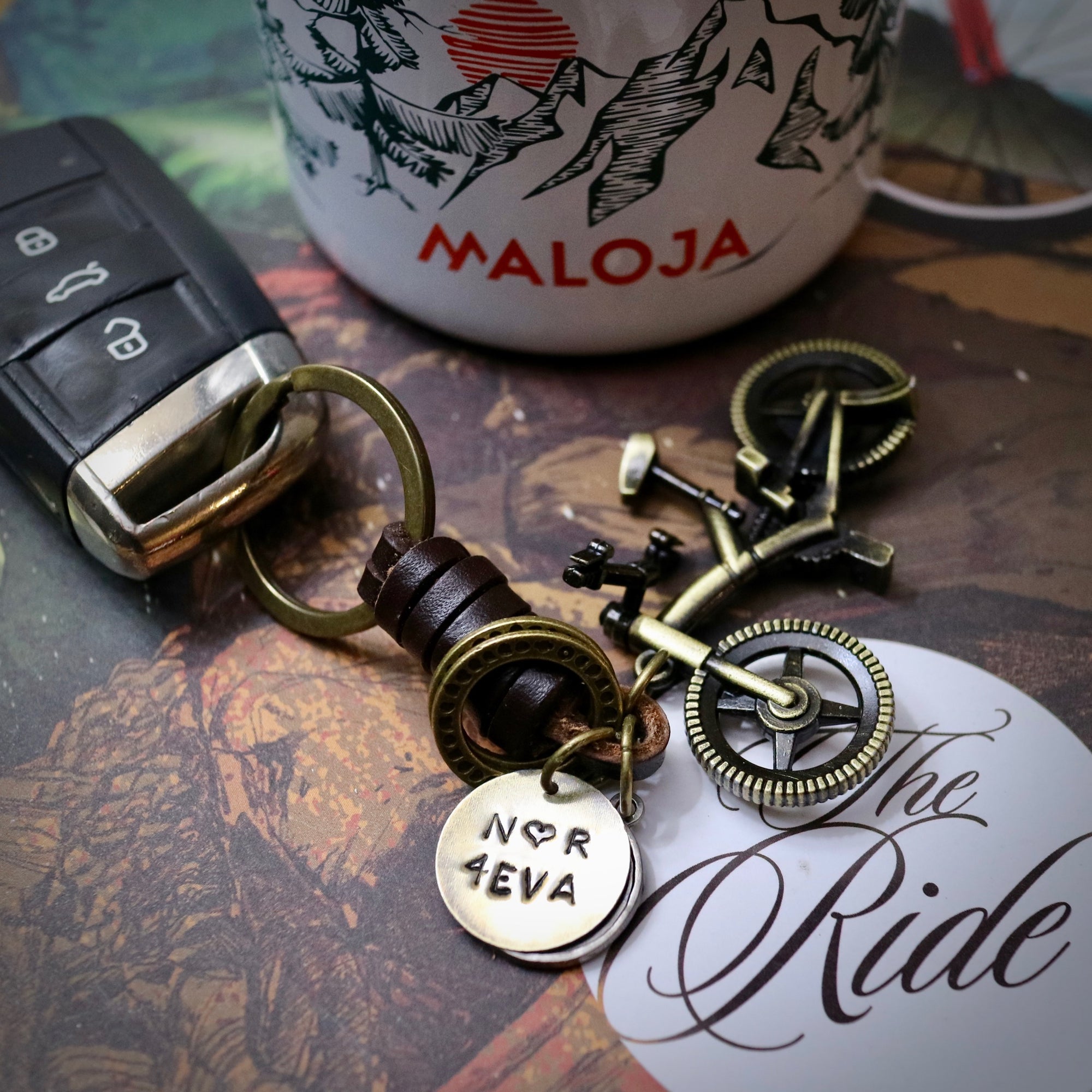 Valentines 4EVA Antique Bronze Mountain Bike Keyring