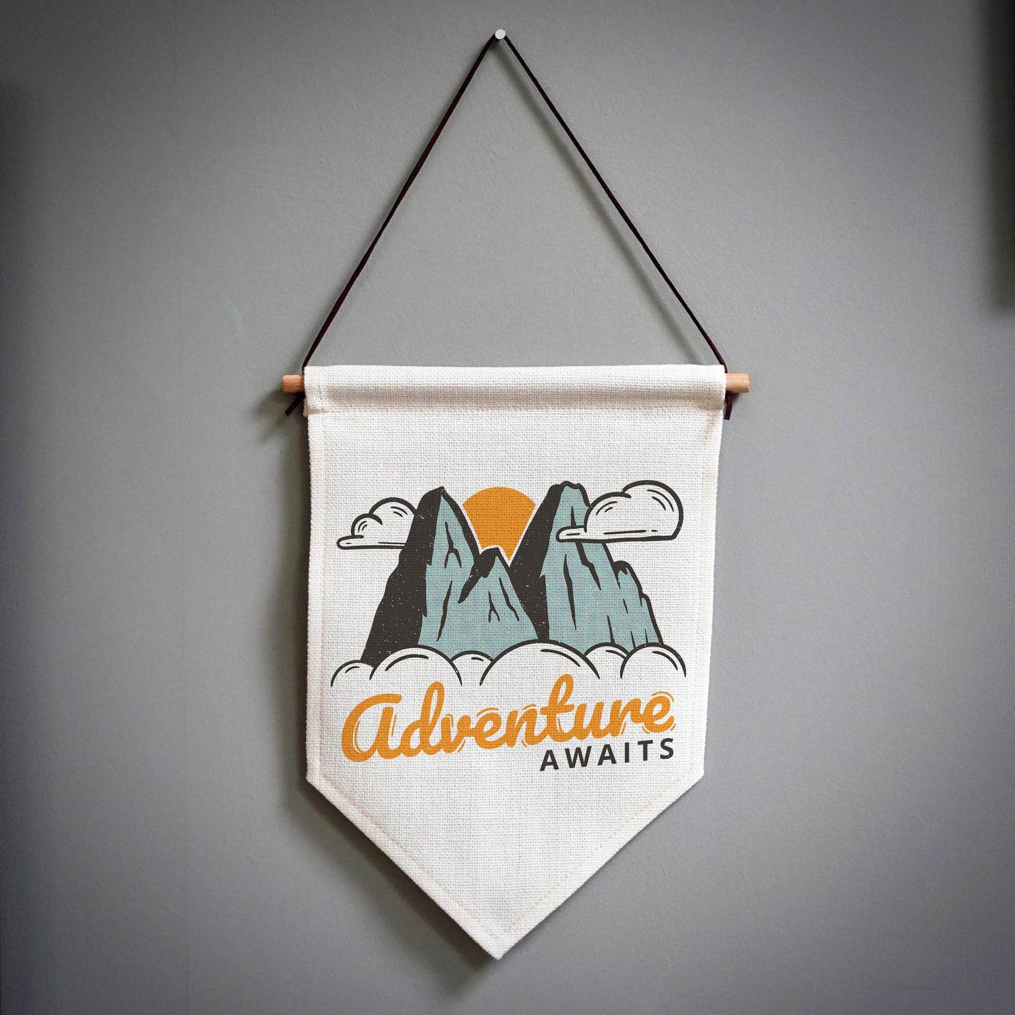 Adventure Awaits Linen Pennant Flag