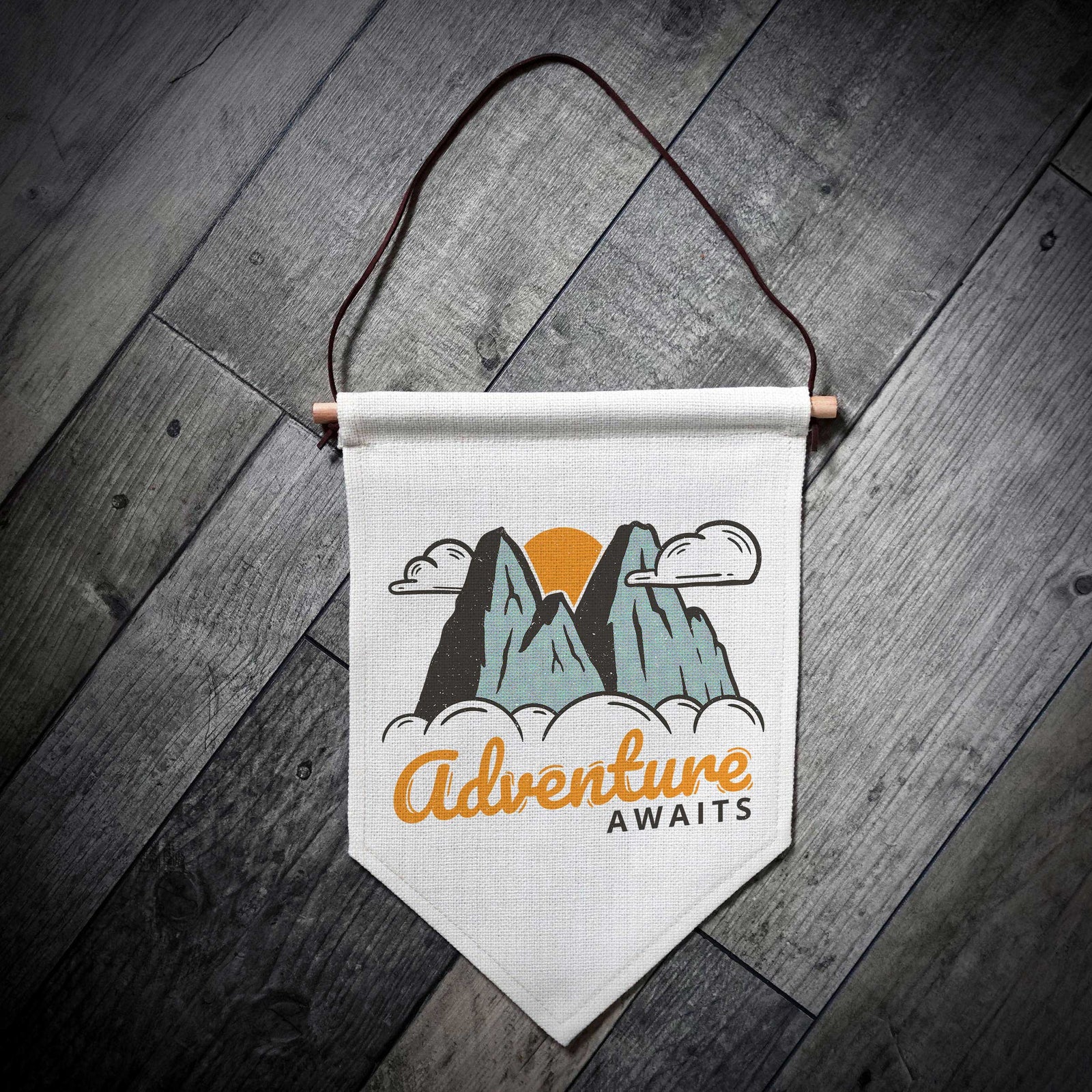 Adventure Awaits Linen Pennant Flag