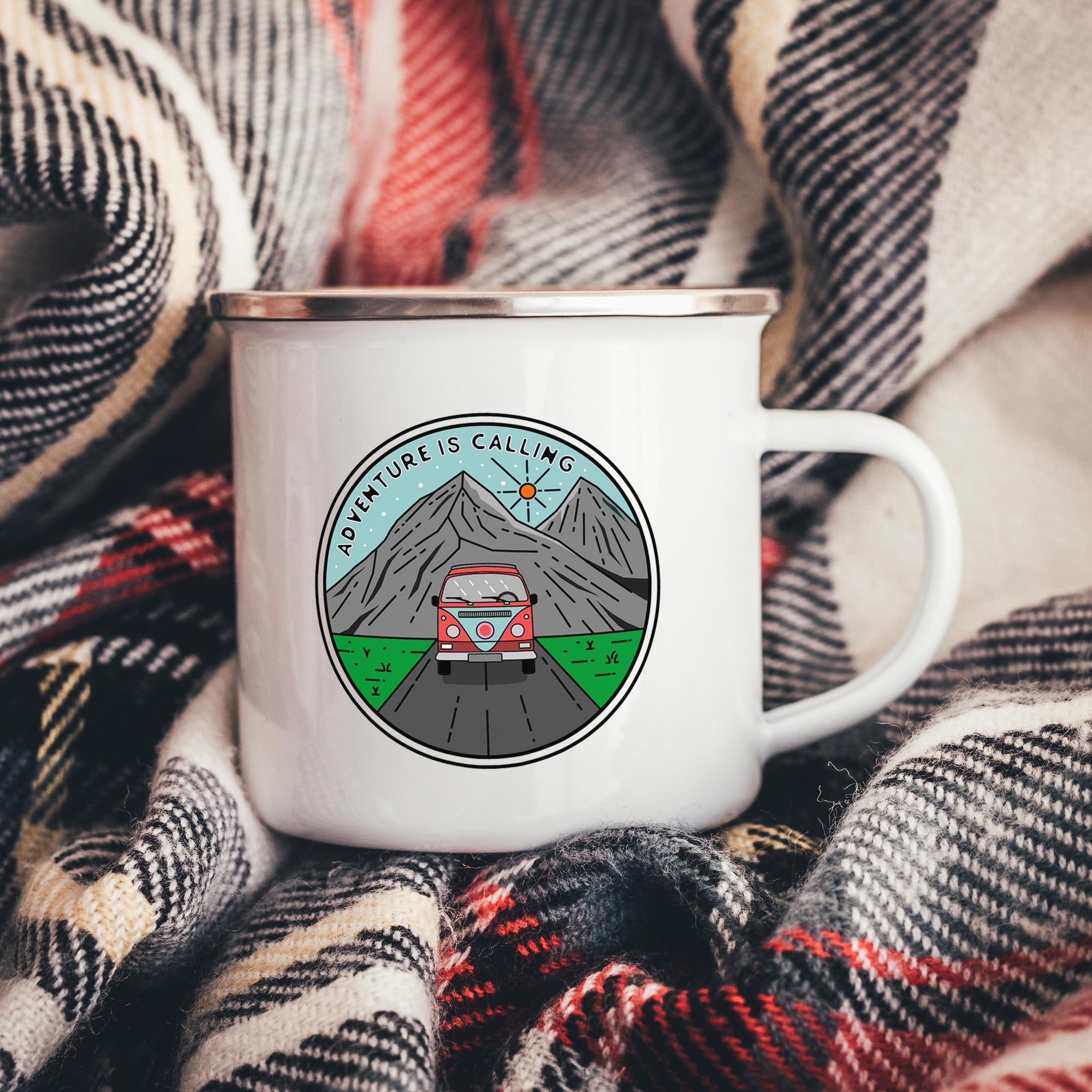 Adventure Is Calling Enamel Camper Mug