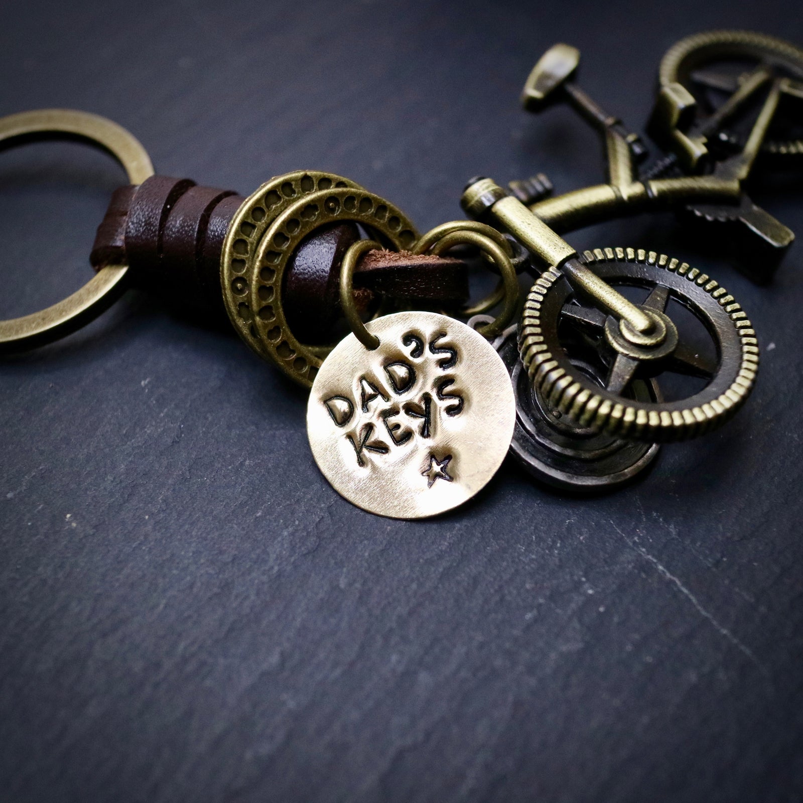 Dad's Keys Antique Bronze Mountain Bike Keyring
