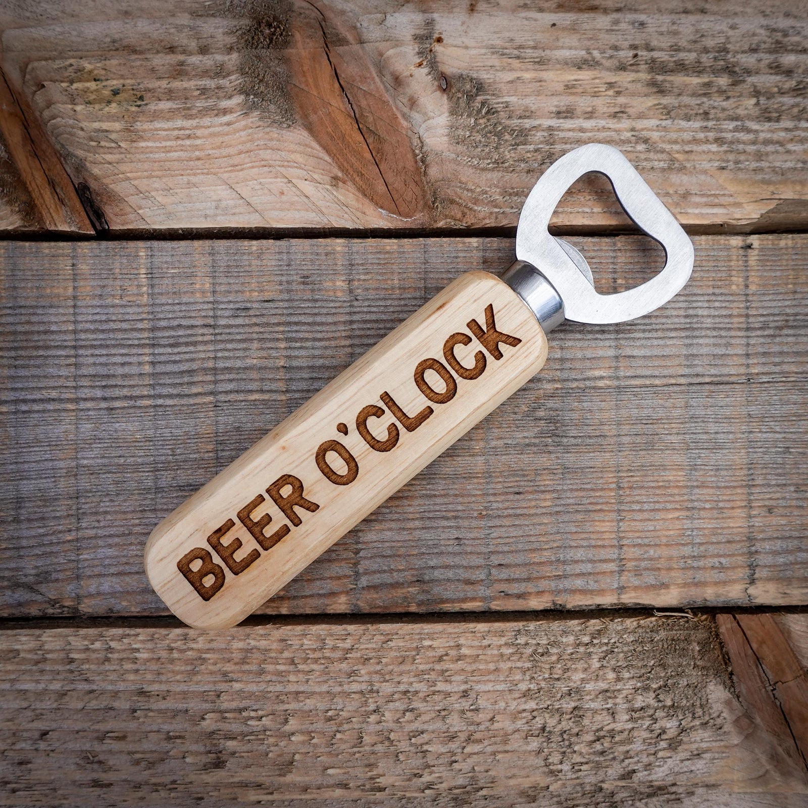 Beer O'Clock Wooden Bottle Opener