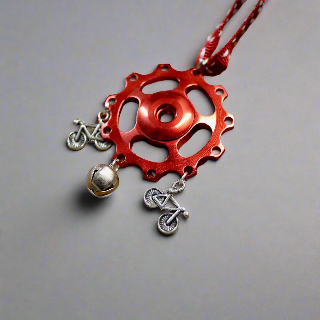 Jockey Wheel Christmas Tree Decoration – MTB Bell with Bike Charms and Festive Bell