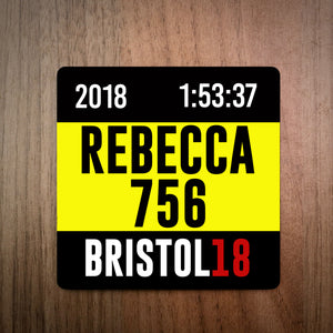 Personalised Bristol Half Marathon Bib Coaster