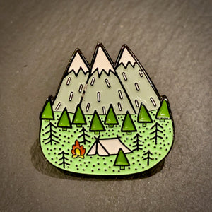 Camping In The Mountains Enamel Pin Badge