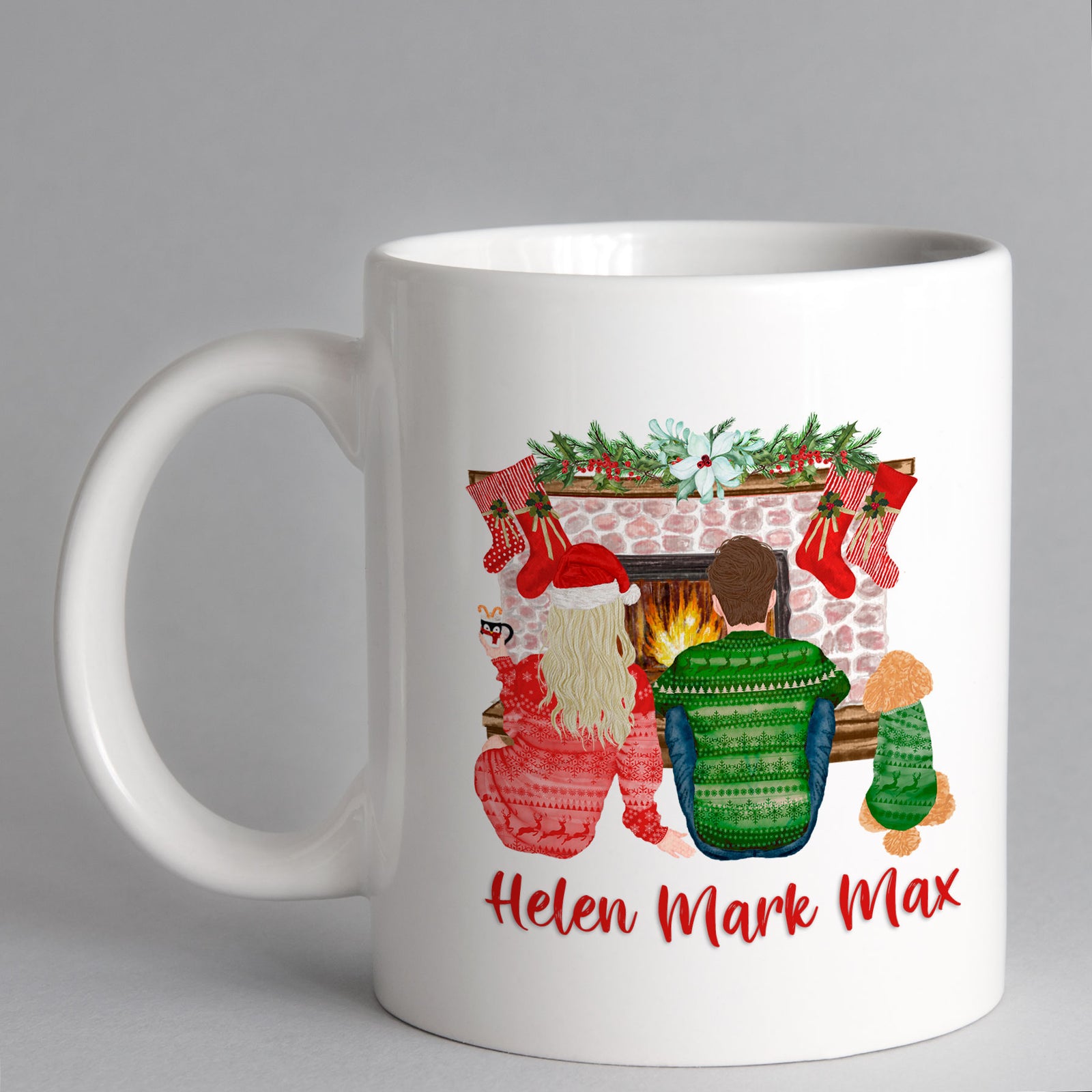Personalised Fireside Christmas Family Mug